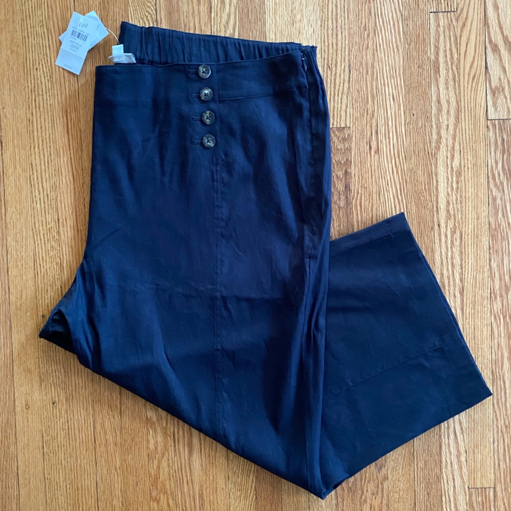 NWT Sz 26W J.Jill Wide Leg Capri Linen Pants